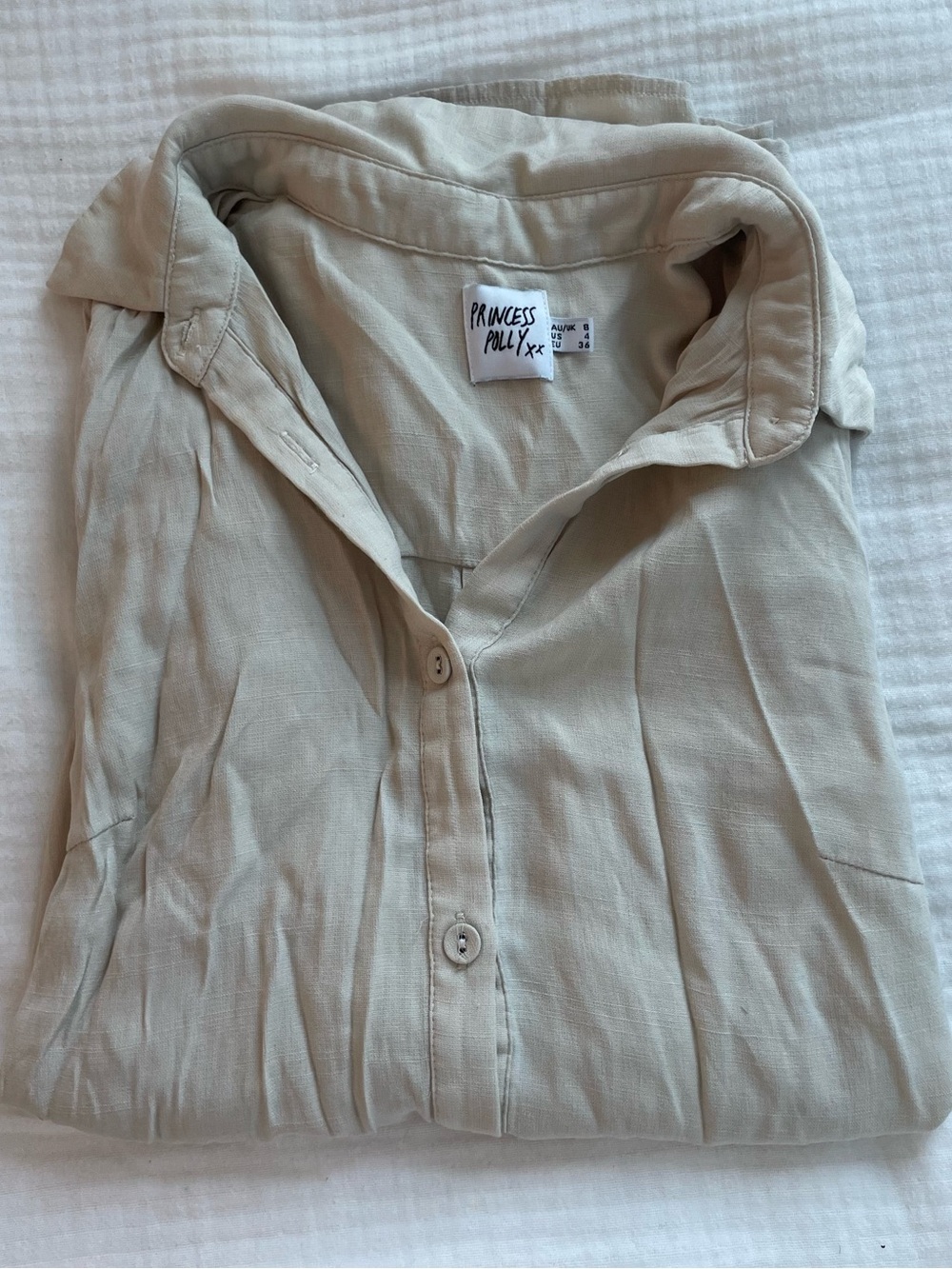 Princess Polly Cream Button-Down Shirt